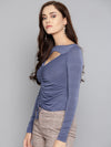 Veni Vidi Vici Indigo Peek-A-Boo Full Sleeve Top