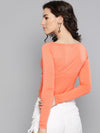 Veni Vidi Vici Peach Peek-A-Boo Full Sleeve Top