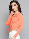 Veni Vidi Vici Peach Peek-A-Boo Full Sleeve Top