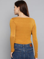 Veni Vidi Vici Mustard Peek-A-Boo Full Sleeve Top