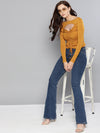 Veni Vidi Vici Mustard Peek-A-Boo Full Sleeve Top