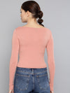 Veni Vidi Vici Salmon Peek-A-Boo Full Sleeve Top