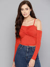 Veni Vidi Vici Red Front Twist Full Sleeve Top