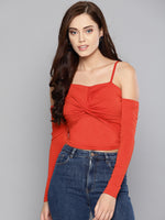 Veni Vidi Vici Red Front Twist Full Sleeve Top