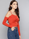 Veni Vidi Vici Red Front Twist Full Sleeve Top