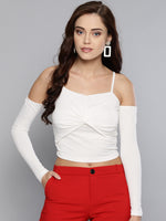 Veni Vidi Vici Off White Front Twist Full Sleeve Top