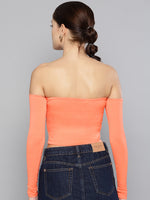 Veni Vidi Vici Peach Tube Full Sleeve Top