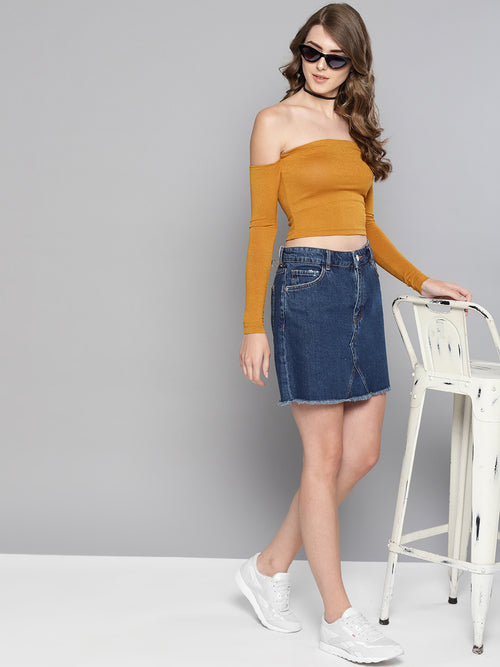 Veni Vidi Vici Mustard Tube Full Sleeve Top