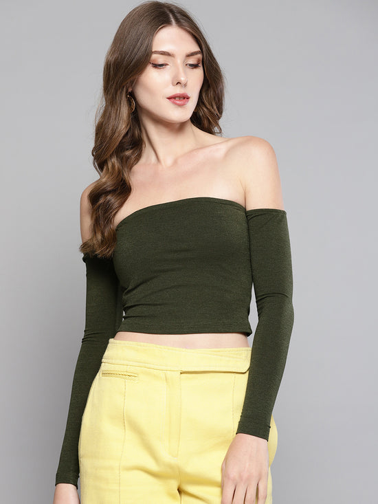 Veni Vidi Vici Olive Tube Full Sleeve Top