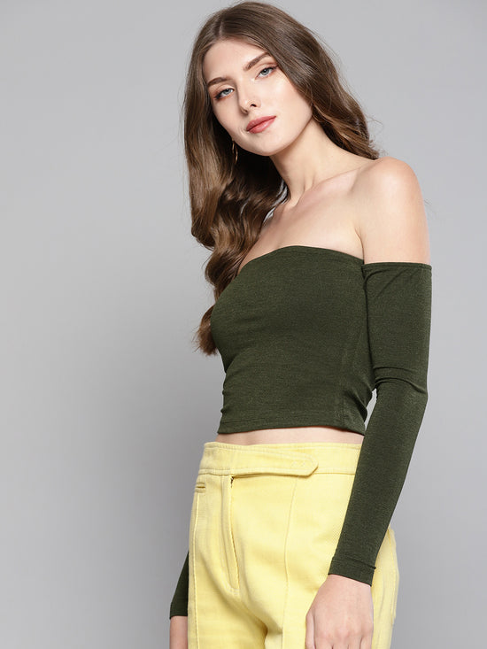 Veni Vidi Vici Olive Tube Full Sleeve Top