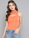 Veni Vidi Vici Peach High Neck Keyhole Top