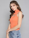 Veni Vidi Vici Peach High Neck Keyhole Top