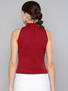 Veni Vidi Vici Maroon High Neck Keyhole Top