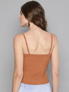 Veni Vidi Vici Brown Rouched Sleeveless Crop Top