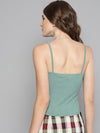 Veni Vidi Vici Sea Green Rouched Sleeveless Crop Top