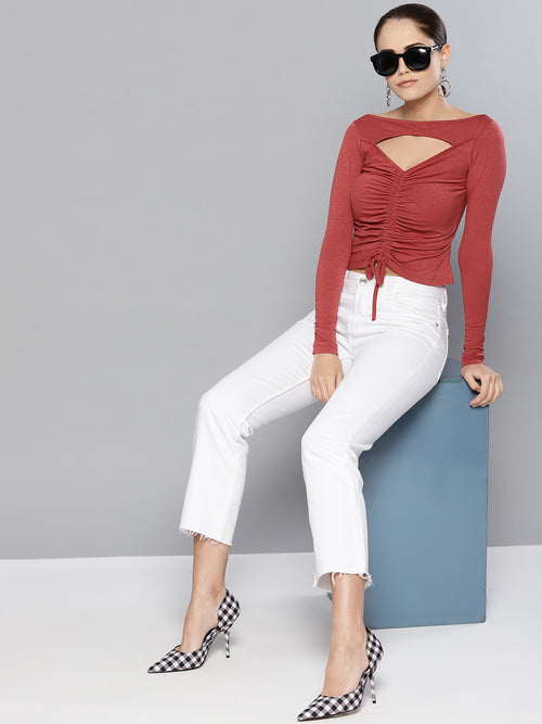 Veni Vidi Vici Rosewood Peek-A-Boo Full Sleeve Top