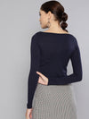 Veni Vidi Vici Navy Peek-A-Boo Full Sleeve Top