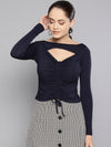 Veni Vidi Vici Navy Peek-A-Boo Full Sleeve Top