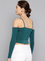 Veni Vidi Vici Dark Green Front Twist Full Sleeve Top