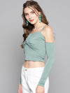 Veni Vidi Vici Sea Green Front Twist Full Sleeve Top