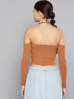 Veni Vidi Vici Brown Tube Full Sleeve Top