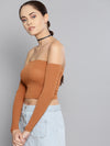 Veni Vidi Vici Brown Tube Full Sleeve Top