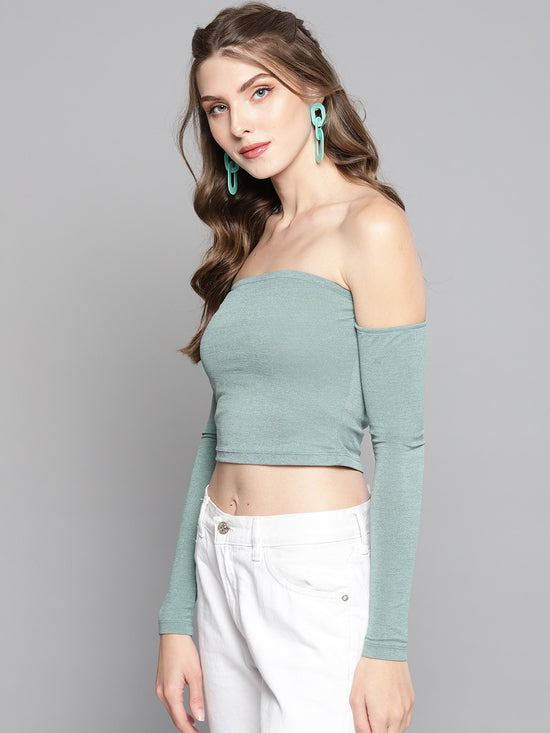 Veni Vidi Vici Sea Green Tube Full Sleeve Top