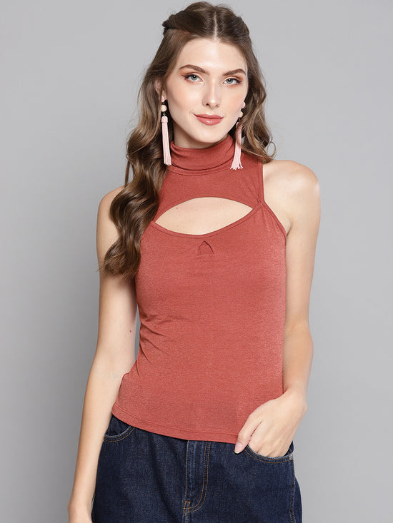 Veni Vidi Vici Rosewood High Neck Keyhole Top