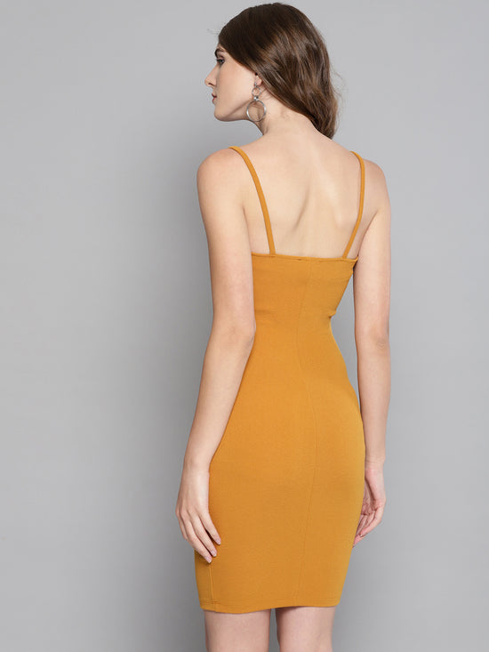 Veni Vidi Vici Mustard Rouched Bust Dress