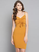 Veni Vidi Vici Mustard Rouched Bust Dress