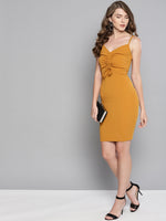 Veni Vidi Vici Mustard Rouched Bust Dress