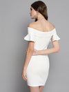 White Frilled Bandage Bardot Bodycon Dress