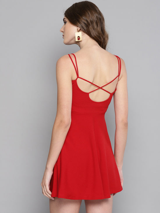 Veni Vidi Vici Red String Back Skater Dress