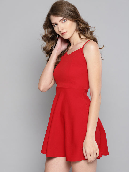 Veni Vidi Vici Red String Back Skater Dress