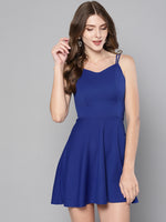 Veni Vidi Vici Royal Blue String Back Skater Dress