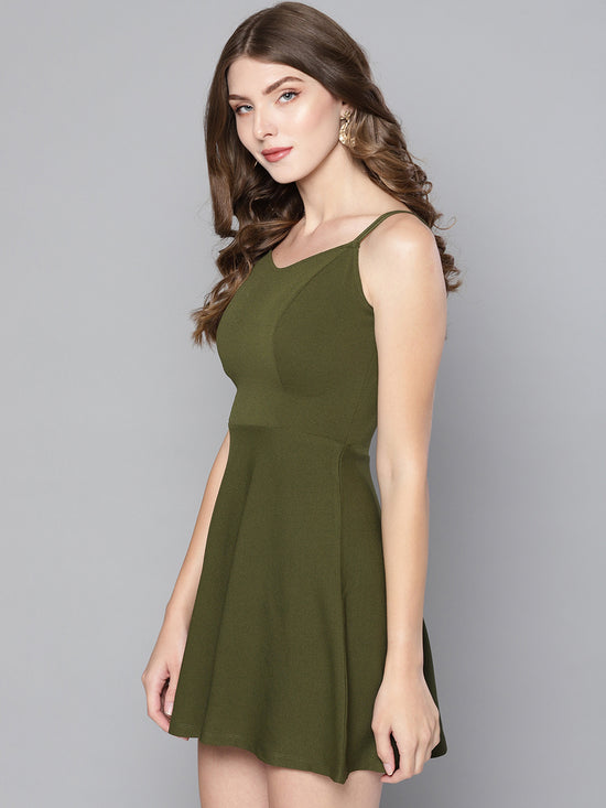 Veni Vidi Vici Olive String Back Skater Dress