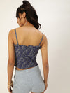 Veni Vidi Vici Navy Small Floral Frilled Bustier Top