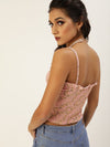 Veni Vidi Vici Peach Small Floral Frilled Bustier Top