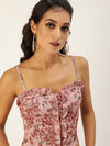 Veni Vidi Vici Peach Floral Frilled Bustier Top