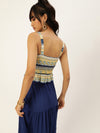 Veni Vidi Vici Mustard Striped Floral Frilled Bottom Strappy Top