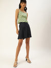 Veni Vidi Vici Green Small Floral Frilled Bottom Strappy Top