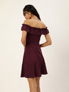 Veni Vidi Vici Maroon Frilled Bardot Skater Dress