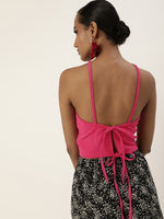 Veni Vidi Vici Fuschia Tie Back Top