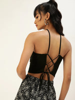 Veni Vidi Vici Black Lace Up Back Top