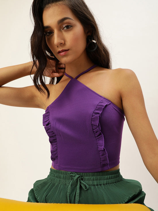 Veni Vidi Vici Purple Lace Up Back Top