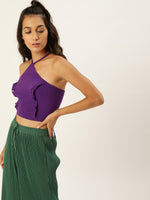 Veni Vidi Vici Purple Lace Up Back Top