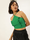 Veni Vidi Vici Green Lace Up Back Top