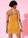 Veni Vidi Vici Mustard Ruched Bodycon Strap Dress