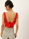 Veni Vidi Vici Red Frilled Tie Back Top