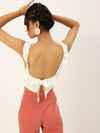 Veni Vidi Vici Off White Frilled Tie Back Top